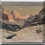 A01. Oil on canvas mountain scene signed E. Kettemann. 32”h x 24”w - $2000